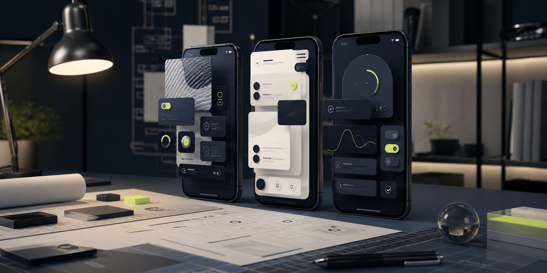 Abstract mobile application design and development workspace